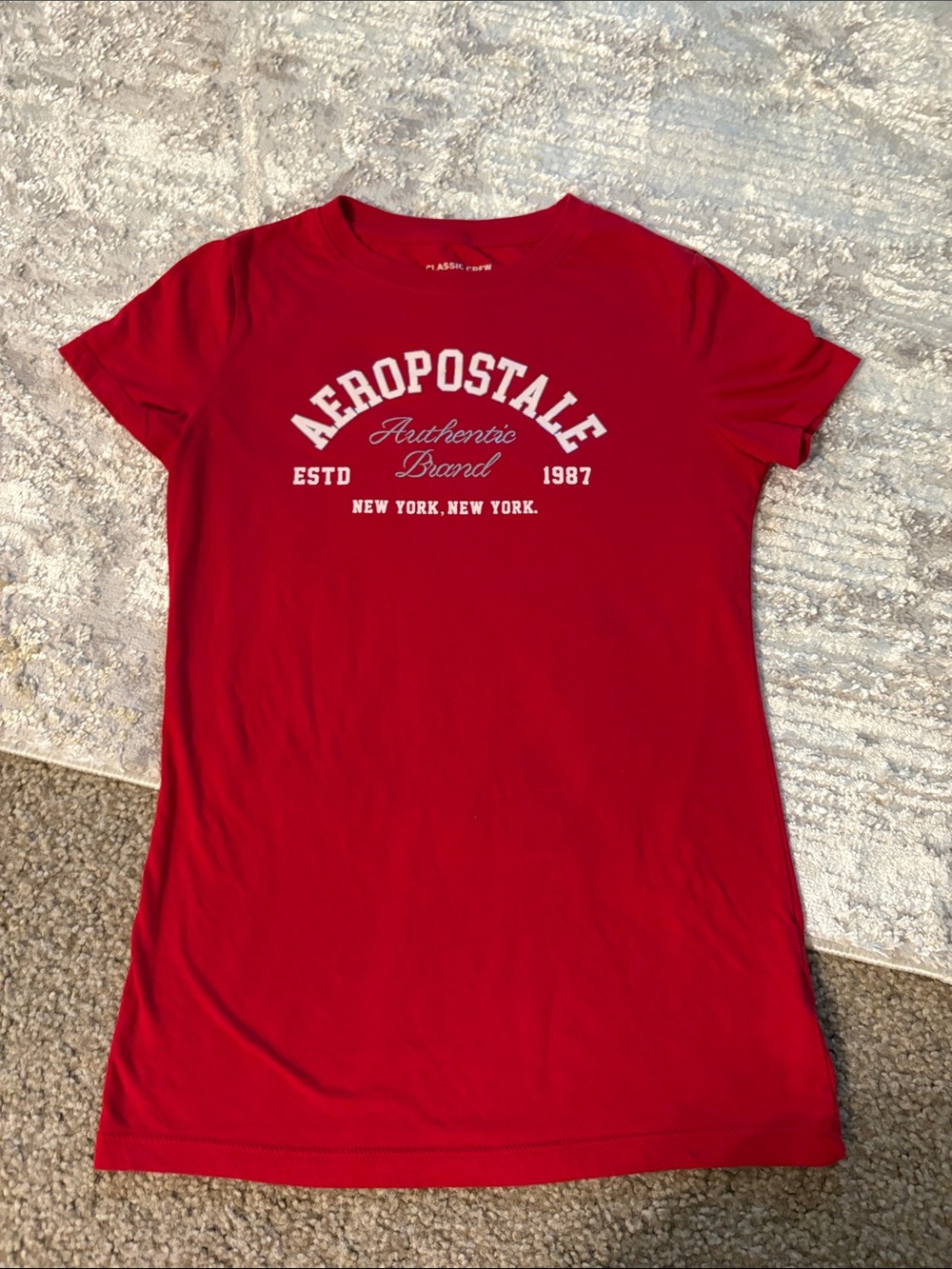 Aeropostale Red Short-Sleeve Logo Tee with White Print